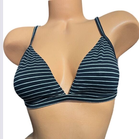 Victoria’s Secret Organic Burkinabe Cotton Unlined bralette bra black striped M - Picture 3 of 7